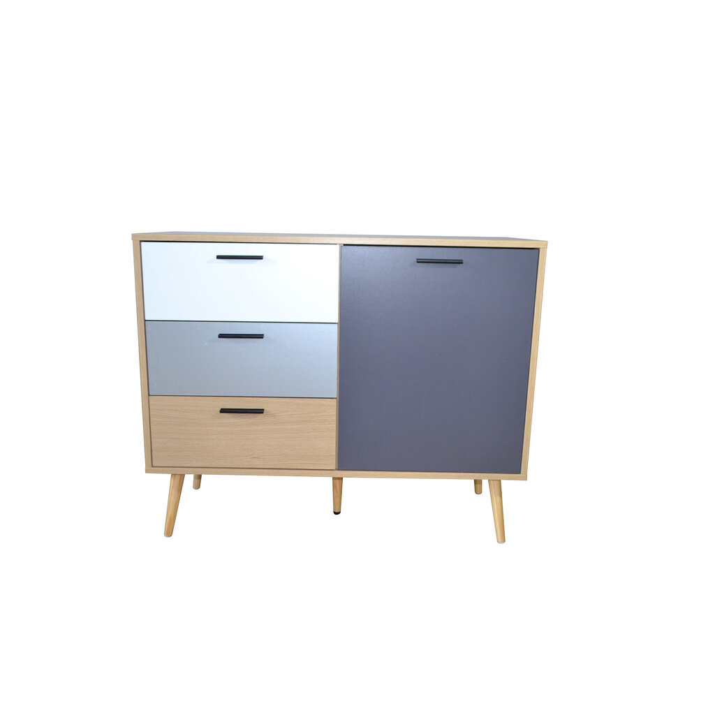 Buffet Fuyo 3 tiroirs 1 porte grise 94.5x40x77 cm