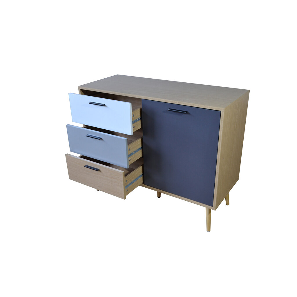 Buffet Fuyo 3 tiroirs 1 porte grise 94.5x40x77 cm