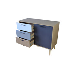 Buffet Fuyo 3 tiroirs 1 porte grise 94.5x40x77 cm