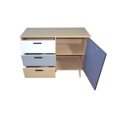 Buffet Fuyo 3 tiroirs 1 porte grise 94.5x40x77 cm