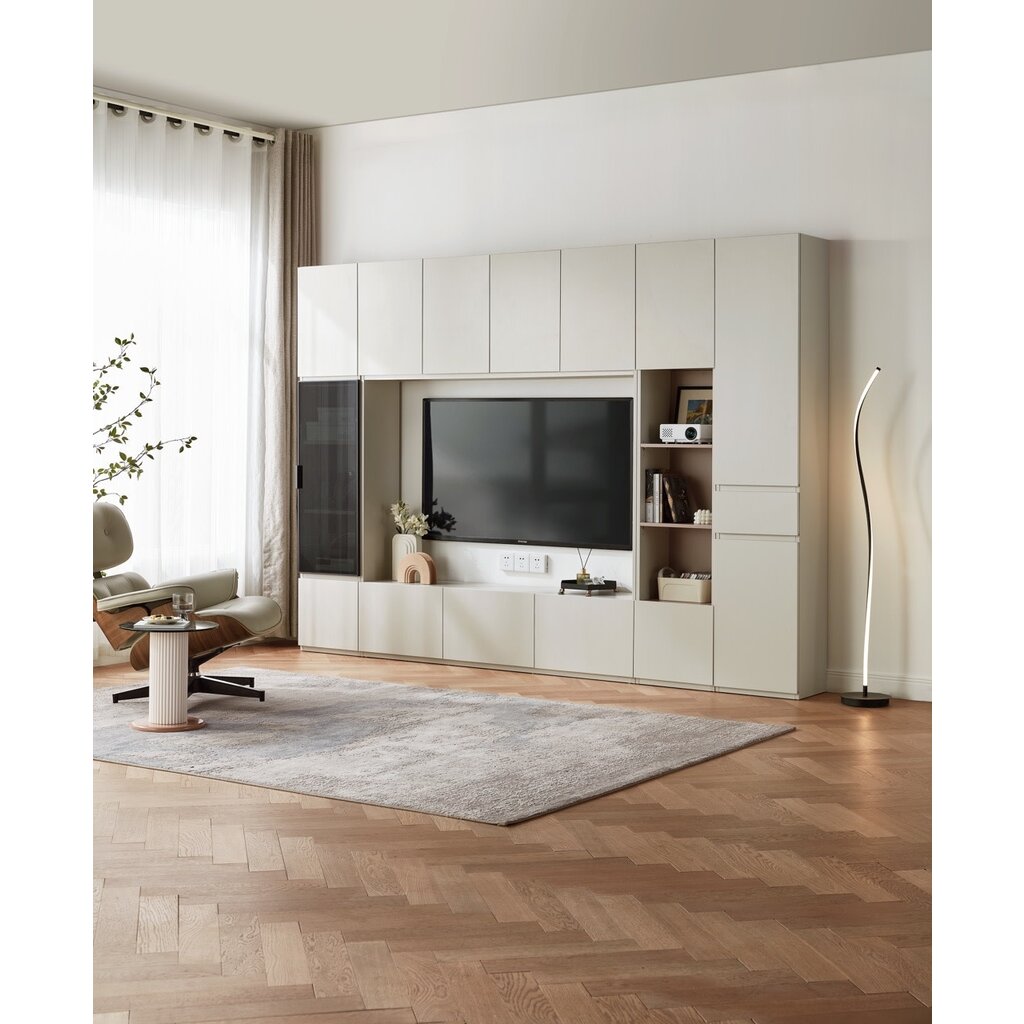 Meuble TV 7 portes 160 cm Blanc cassé
