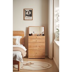 Coiffeuse 4 tiroirs et 1 miroir 60 cm en Hevea