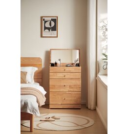 Coiffeuse 4 tiroirs et 1 miroir 60 cm en Hevea