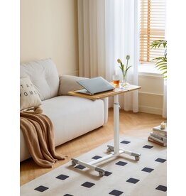 Bureau avec tablette ajustable Bois + Blanc