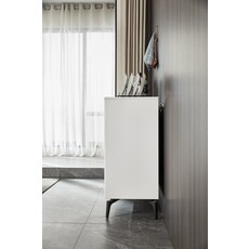 Buffet 2 tiroirs 4 portes 140 cm Blanc laqué