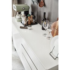 Buffet 2 tiroirs 4 portes 140 cm Blanc laqué