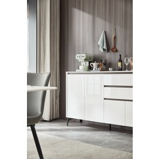Buffet 2 tiroirs 4 portes 140 cm Blanc laqué