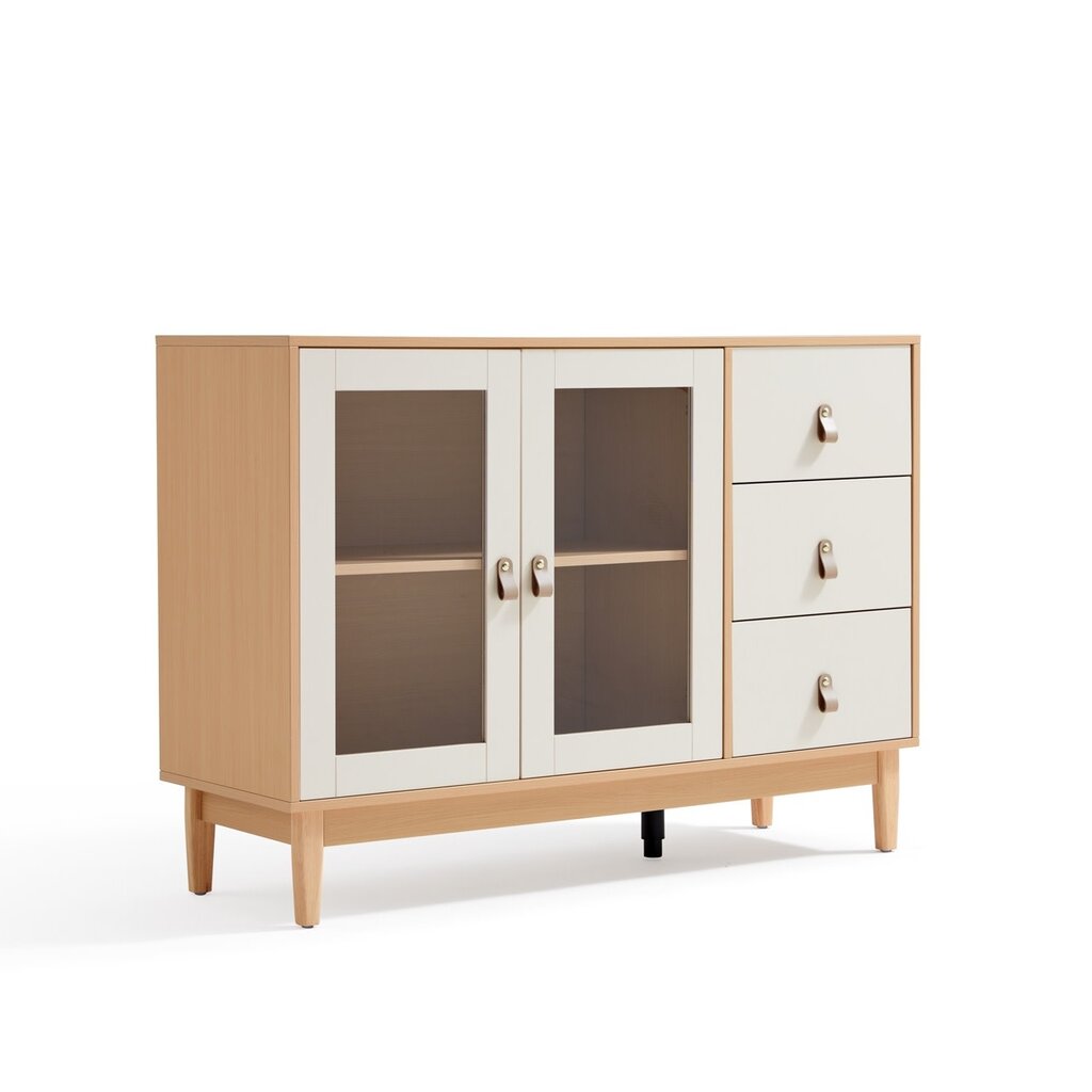 Buffet 2 portes vitrées 3 tiroirs 120 cm Bois
