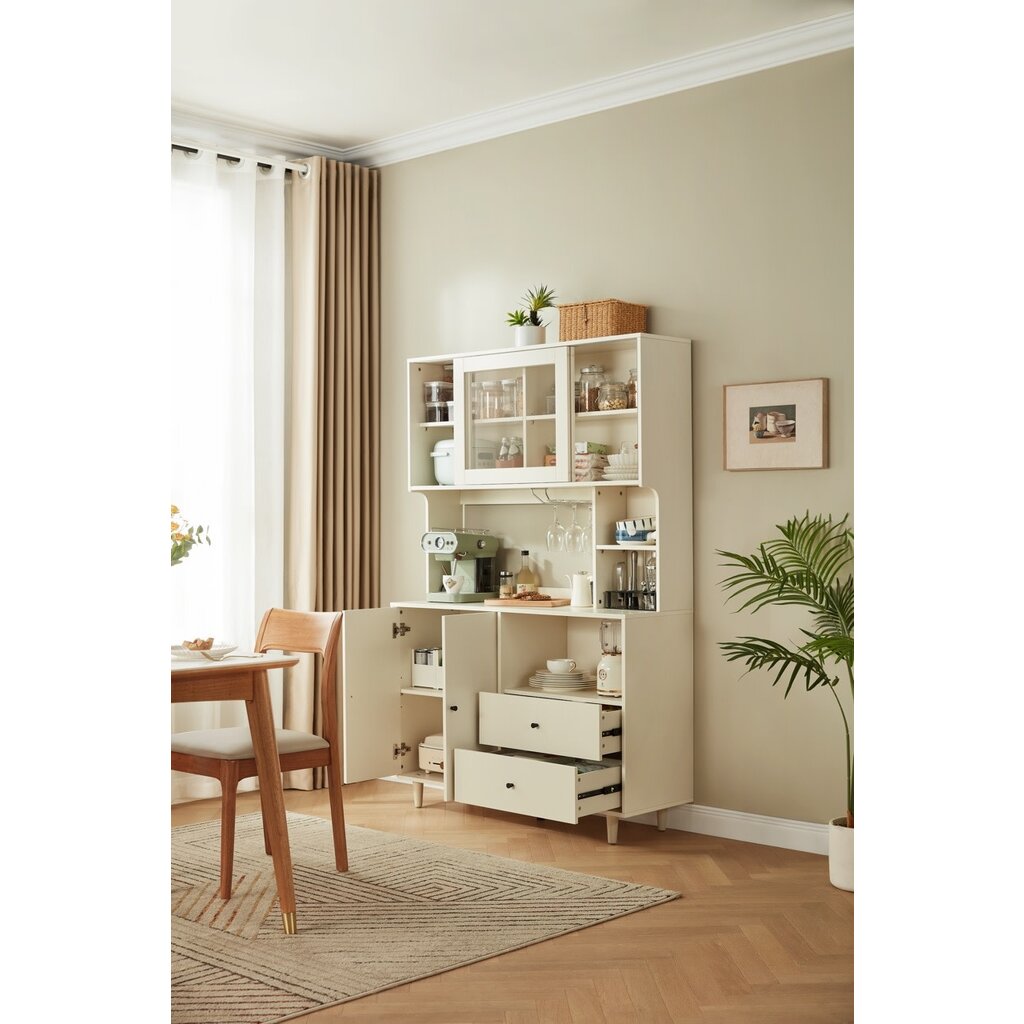 Vaisselier 4 portes et 2 tiroirs 120 cm Blanc