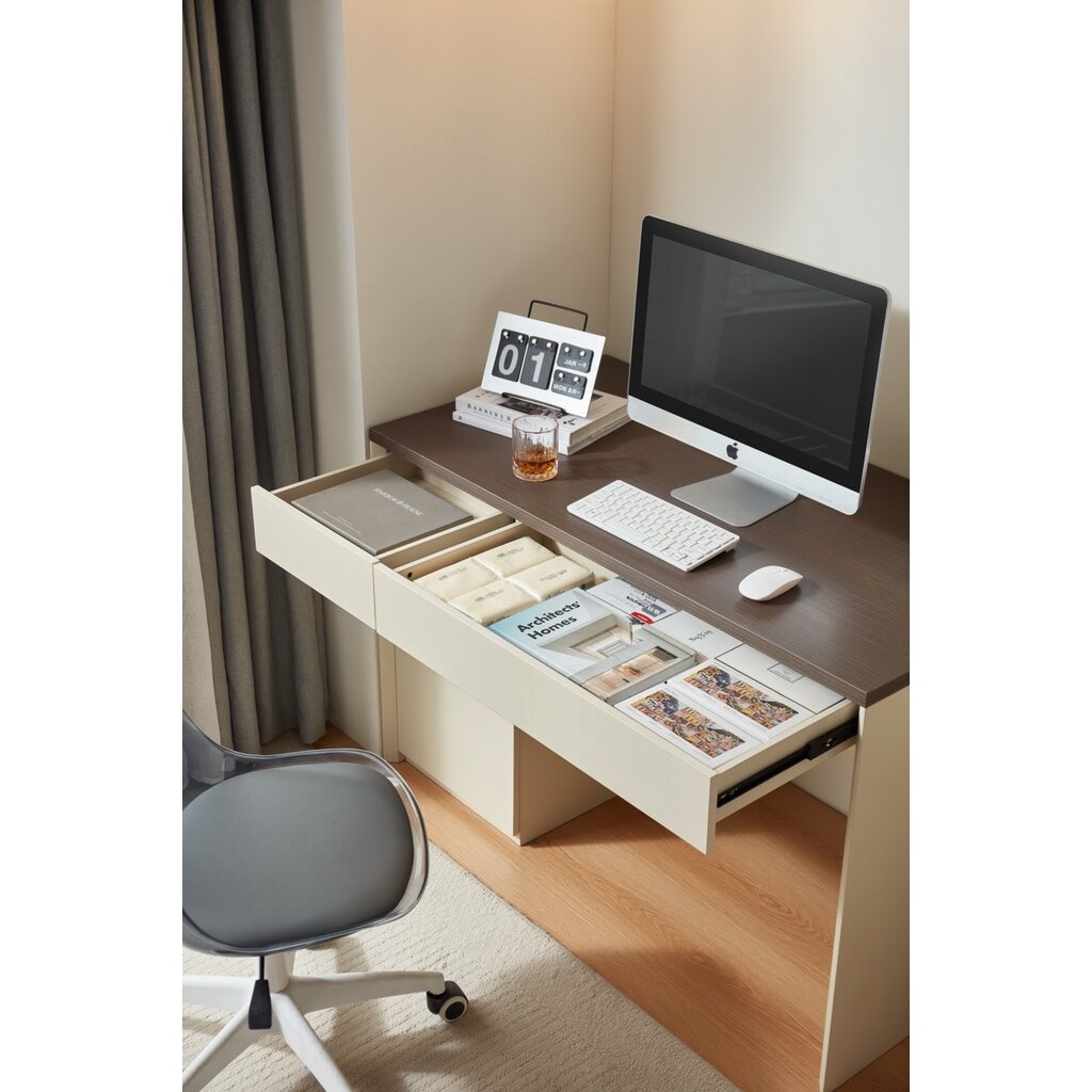 Bureau 1 porte 120 cm Noisette et Blanc