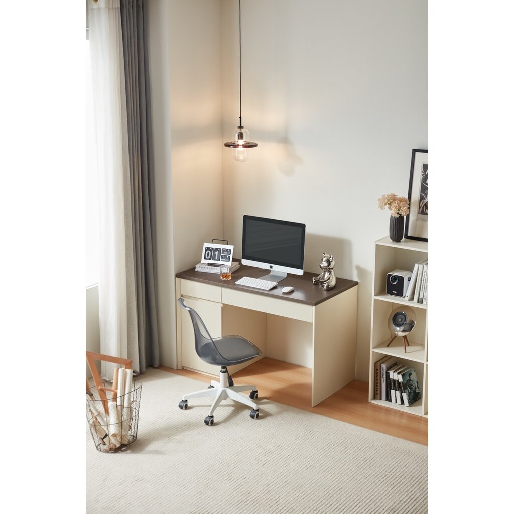 Bureau 1 porte 120 cm Noisette et Blanc