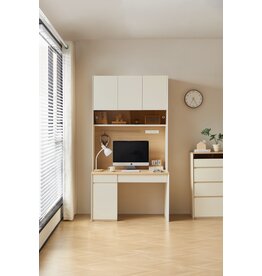 Bureau 4 portes 120 cm Bois et Blanc