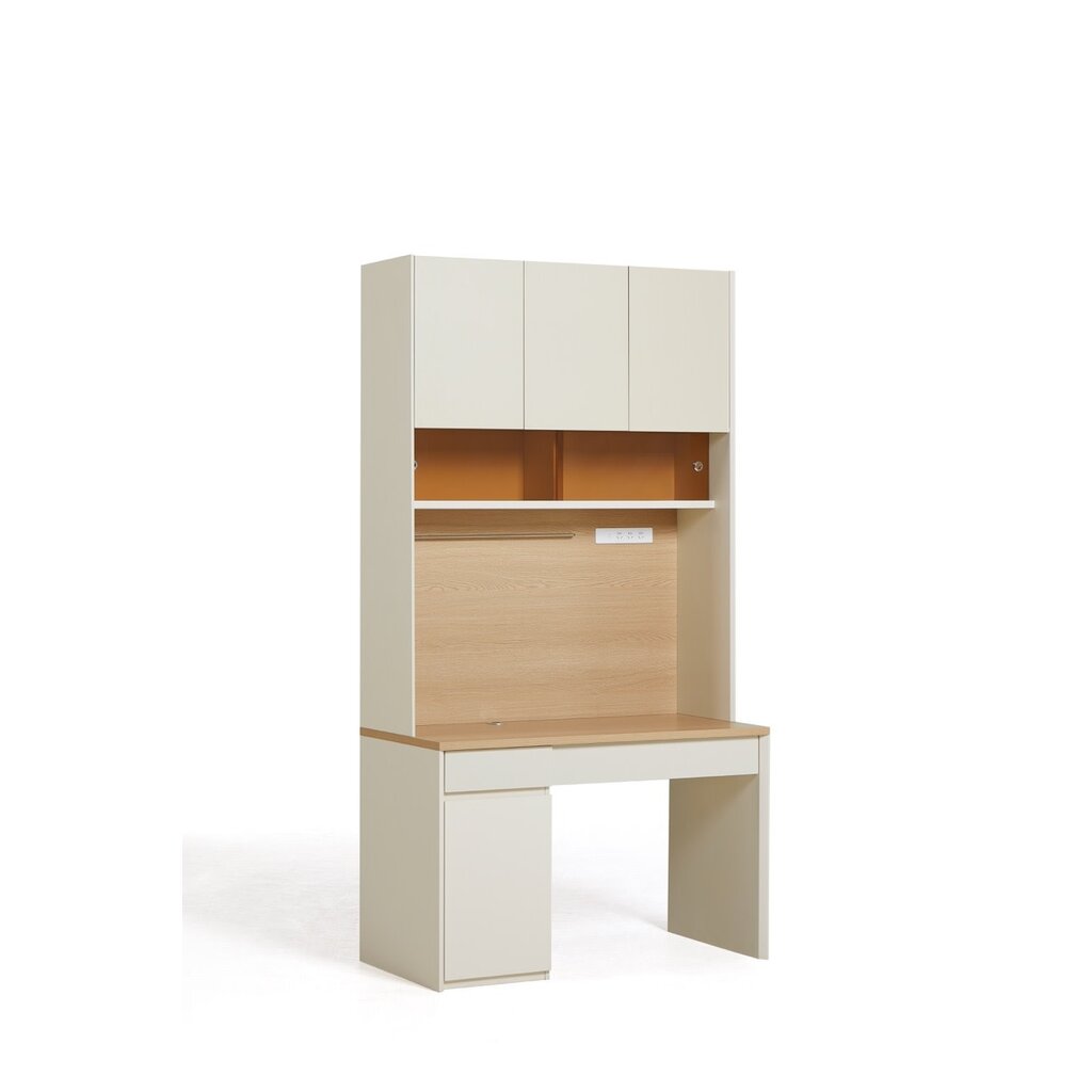 Bureau 4 portes 120 cm Bois et Blanc