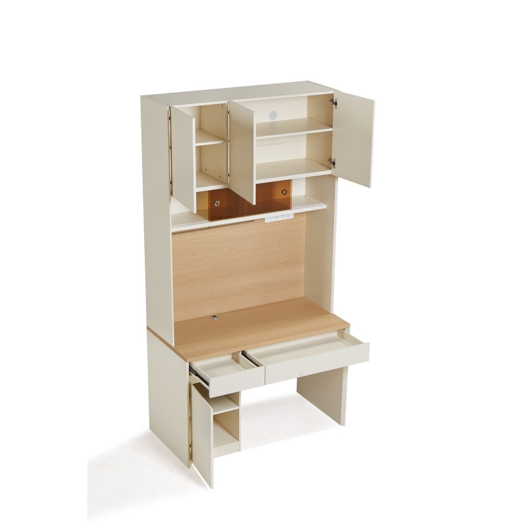 Bureau 4 portes 120 cm Bois et Blanc