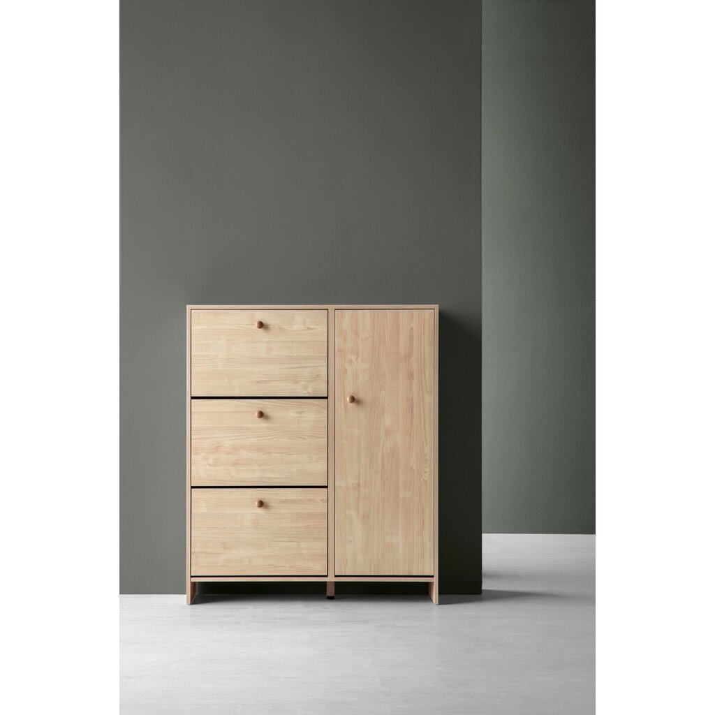 Meuble à chaussures 1 porte 3 tiroirs 98 cm Bois