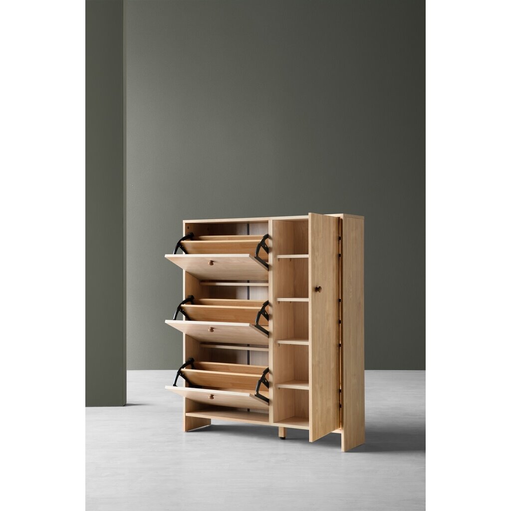 Meuble à chaussures 1 porte 3 tiroirs 98 cm Bois