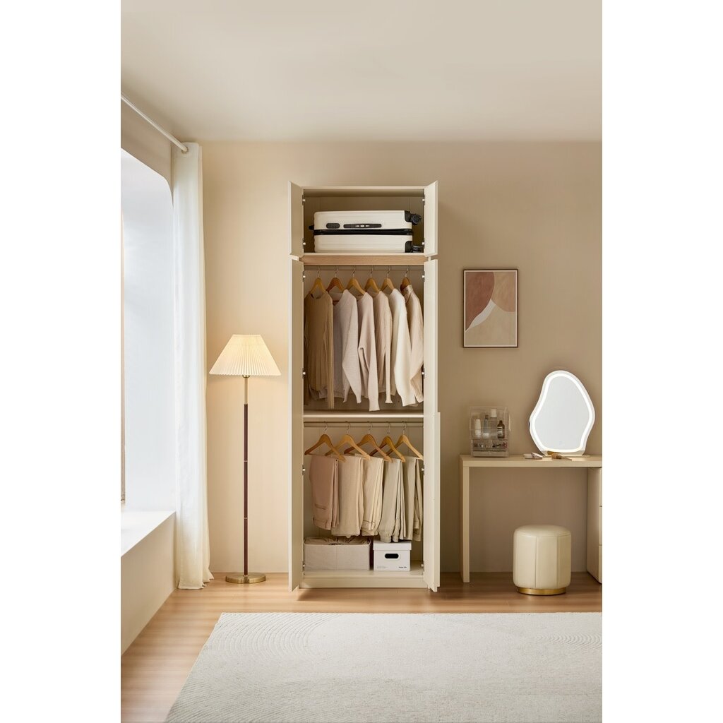 Étagère colonne 240 cm Bois + Blanc