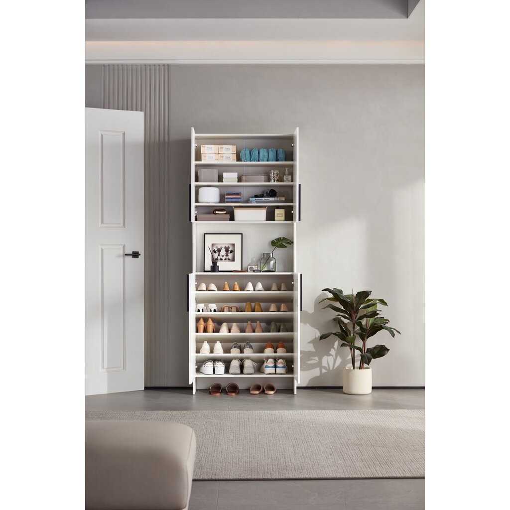 Armoire d'entrée 4 portes 79x33x200 cm Blanc