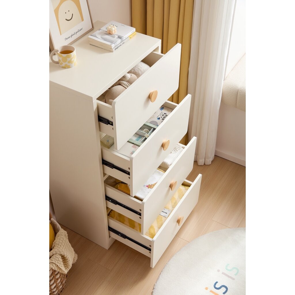Commode 4 tiroirs 58x43x115 cm Blanc