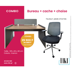 Package Bureau marron 105 cm + chaise