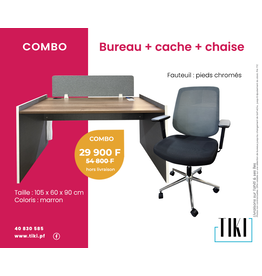 Package Bureau marron 105 cm + chaise