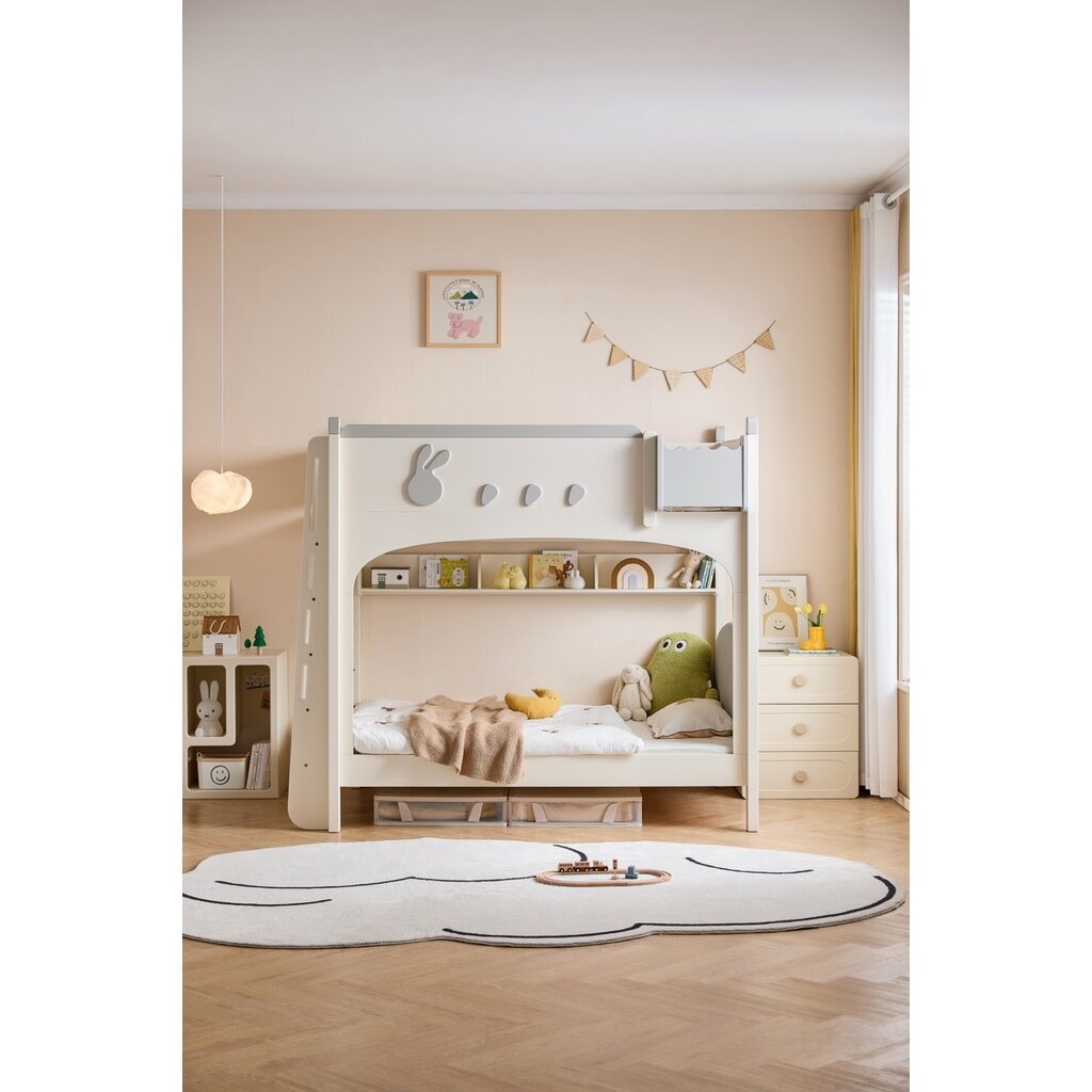 Lit Mezzanine 120x190 cm avec étagères Blanc