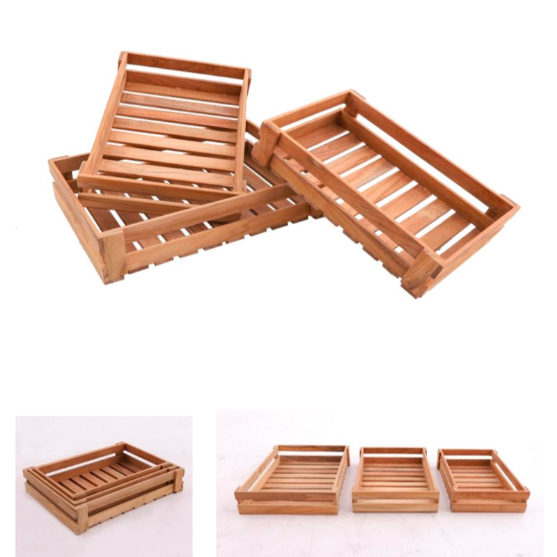 Cagette Macon en teck (Set de 3)