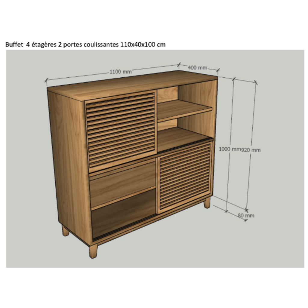 Buffet 4 niveaux 2 portes coulissantes (BT-284)