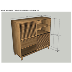 Buffet 4 niveaux 2 portes coulissantes (BT-284)