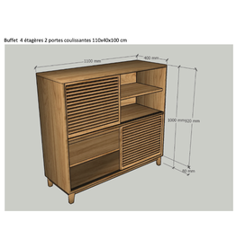 Buffet 4 niveaux 2 portes coulissantes (BT-284)