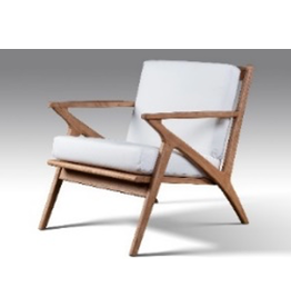 SOLO -  Fauteuil en teck avec coussins blancs