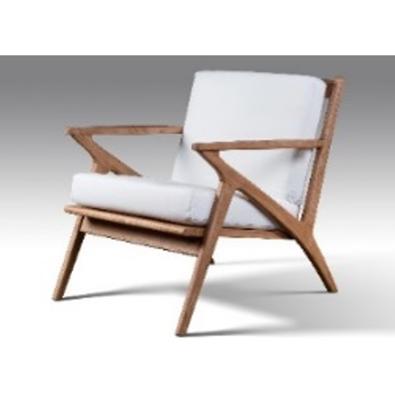 SOLO -  Fauteuil en teck avec coussins blancs