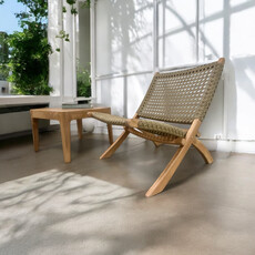 Canggu - Lounge Chair en teck et rotin synthétique olive 65x65x74 cm