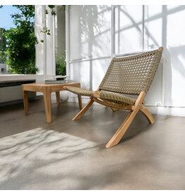 Canggu - Lounge Chair en teck et rotin synthétique olive 65x65x74 cm