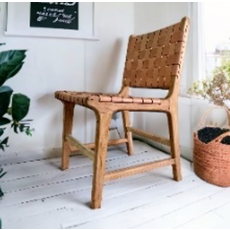 Canggu - Chaise en teck et cuir tréssé