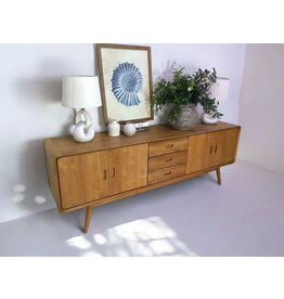 RETRO - Meuble TV en teck 4 portes 3 tiroirs 200x45x70 cm