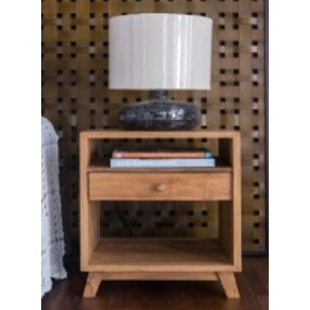 Table de chevet en teck 1 tiroir 50x45x50 cm