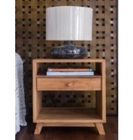 Table de chevet en teck 1 tiroir 50x45x50 cm