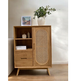 BOHO - Armoire 1 porte ovale en teck 90x45x120 cm