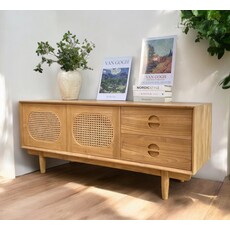 BOHO - Meuble TV 2 portes 2 tiroirs en teck 150x45x60 cm