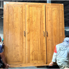 Armoire 3 portes 4 étagères 170x55x200 cm Naturel (BT-0158)