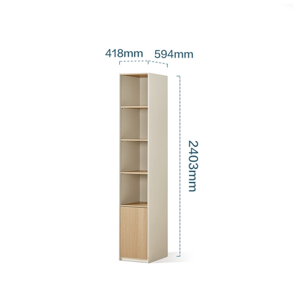 Étagère colonne 240 cm Bois + Blanc