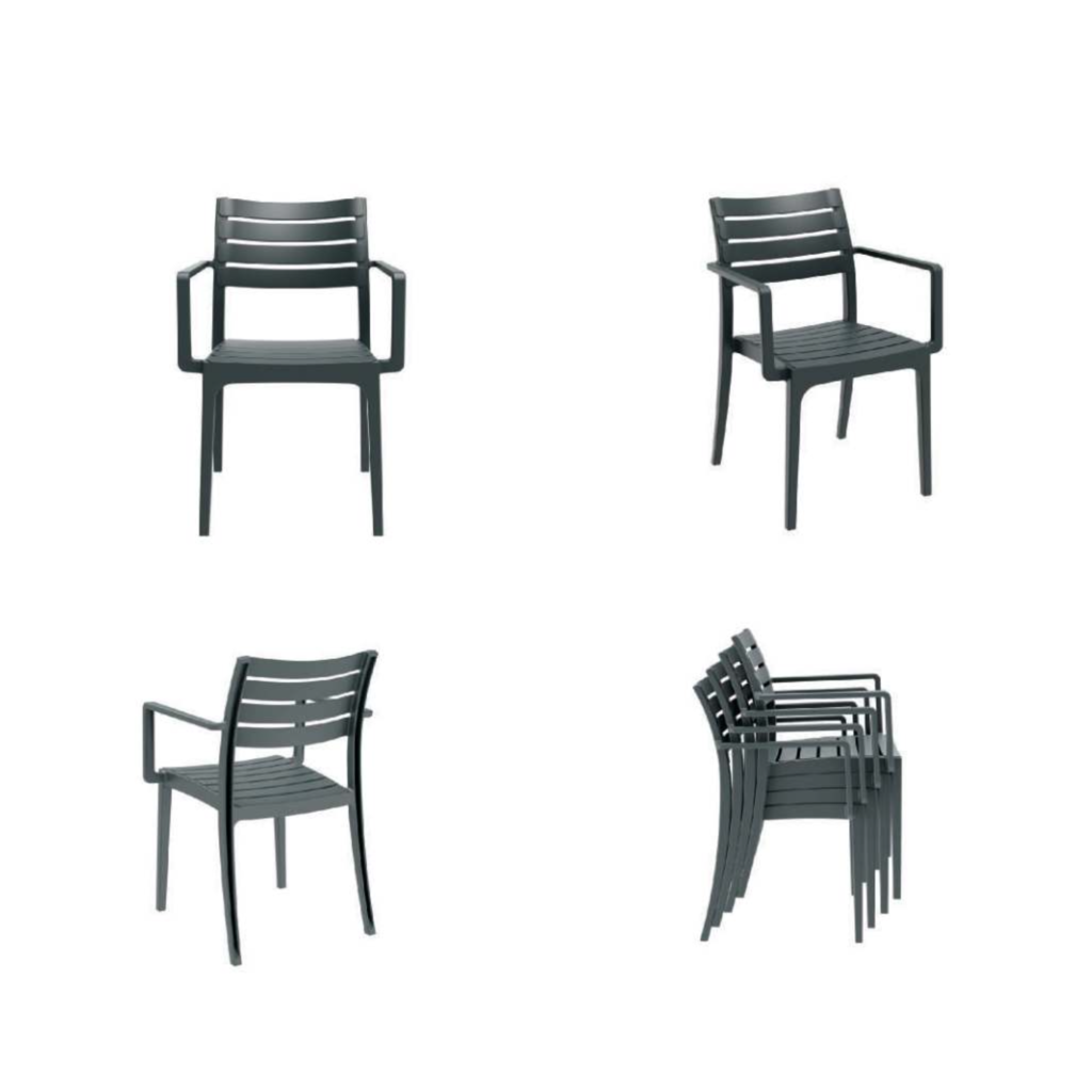 Mexico - Chaise de table en résine avec accoudoirs