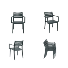 Mexico - Chaise de table en résine avec accoudoirs