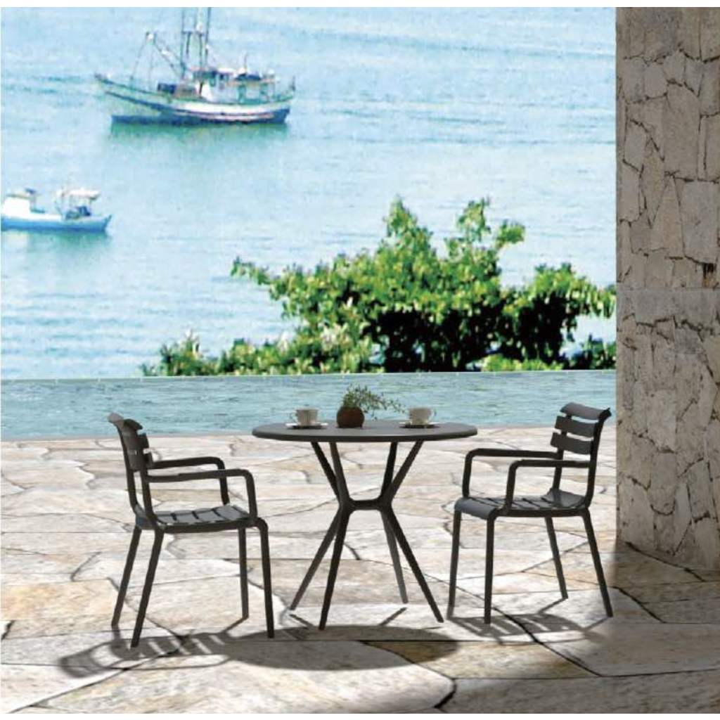 Marseille - Chaise de table en résine avec accoudoirs