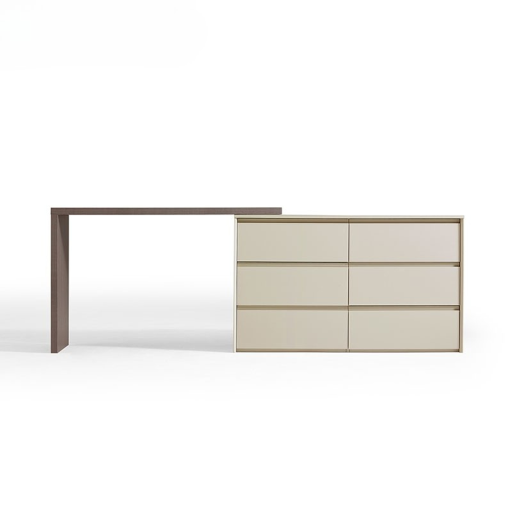 Ensemble coiffeuse / bureau miroir et caisson 3 tiroirs - Noisette