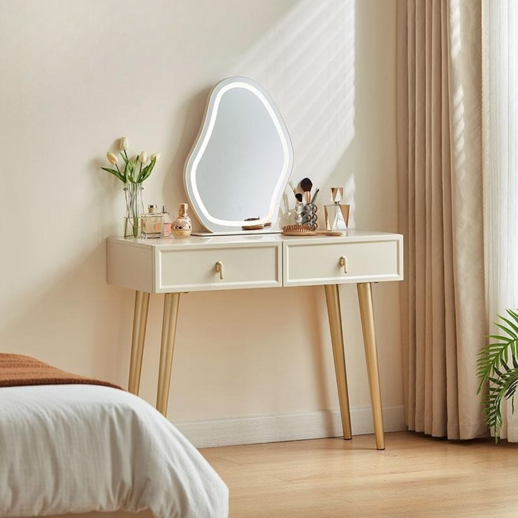 Coiffeuse minimalist 2 tiroirs avec miroir