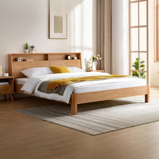 Lit avec tête de lit et rangement 180x200 cm - Bois