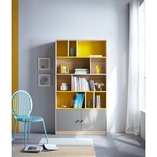 Bibliothèque 2 portes fond coloré