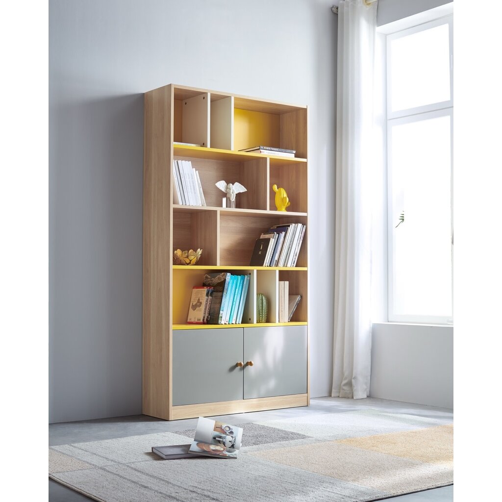 Bibliothèque 2 portes fond coloré